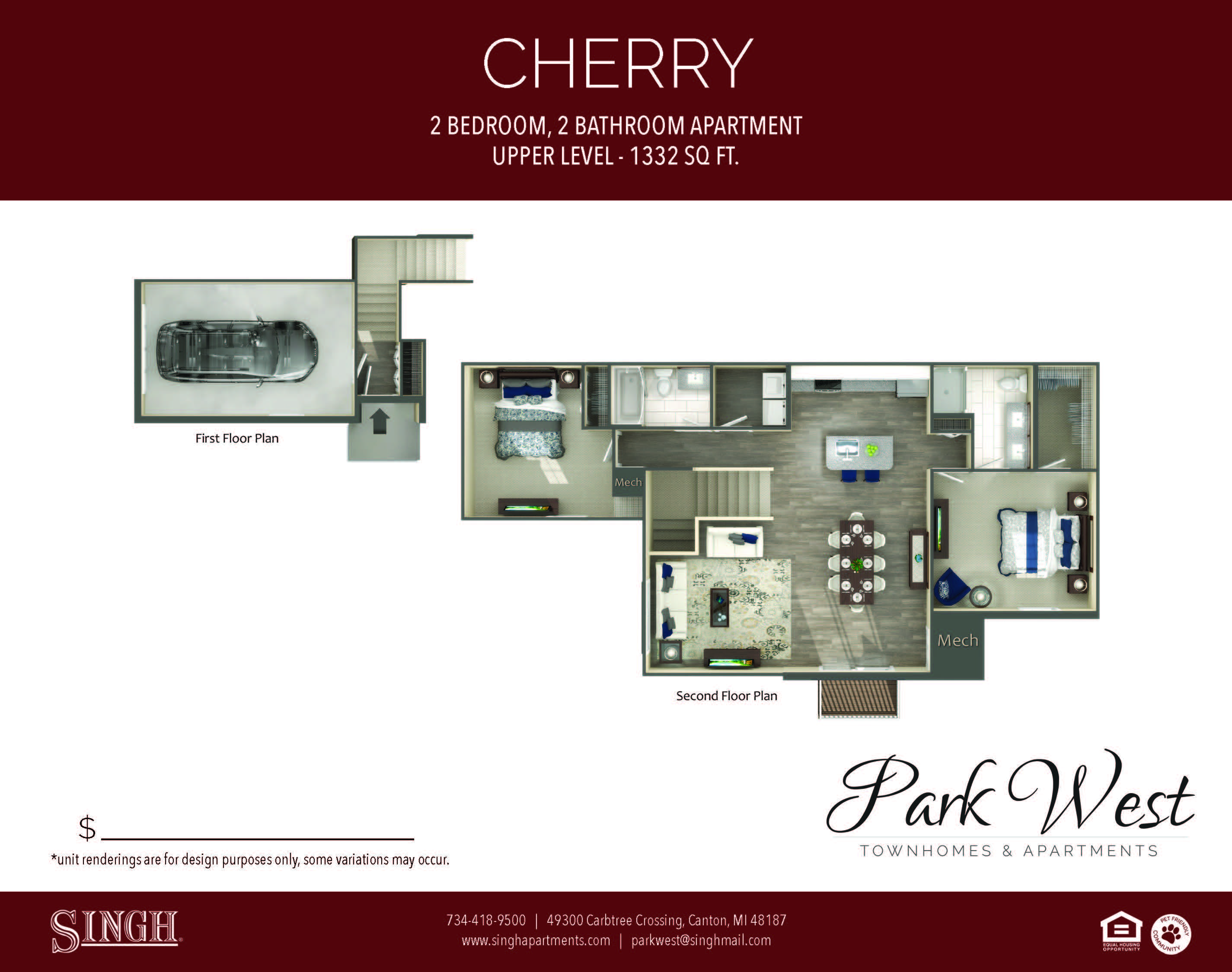 Cherry Floor Plan at Park West, Canton, MI